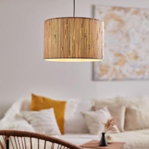 Hanglamp zeegras kap inkortbare kabel boho - 120 cm hoog - Ø 35 cm - E27 fitting - voor eetkamer - metaal zeegras lichtbruin zeegras lampenkap