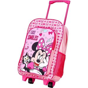 MINNIE MOUSE Loves her Cat Trolley Rugzak School Tas Logeren 6-12 Jaar Roze