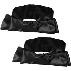 Zwarte blinddoek om te slapen - 2 stuks - satijnen slaapmasker - zacht oogmasker voor slapen en reizen - 130 cm (zwart)