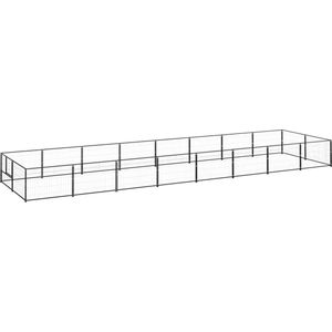 The Living Store Hondenkennel - Grote buitenren - 800 x 200 x 70 cm - Zwarte staalconstructie