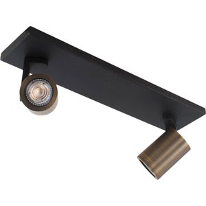 Moderne Halo spot | 2 lichts | zwart/brons | metaal | GU10 | 40 cm | zwenk- en kantelbaar | hal / slaapkamer | modern design