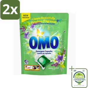 Omo - Wascapsules - Witte orchidee & Munt - Krachtige geur - 42 Capsules - Voordeelverpakking - 2 stuks - Wascapsules - Wasmiddel