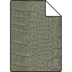 Proefstaal Origin Wallcoverings behang krokodillenhuid vergrijsd olijfgroen - 26,5 x 21 cm - 347773-S