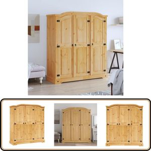 vidaXL Kledingkast Corona-stijl 3 deuren bruin Kledingkast - Meubilair - Corona Stijl - Mexicaans - Hout