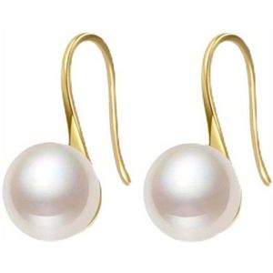 Lucardi Dames Goldplated oorbellen met parelmoer - Oorbellen - Cadeau - Staal - Goudkleurig