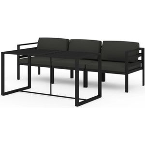 vidaXL - 4-delige - Loungeset - met - kussens - aluminium - antracietkleurig