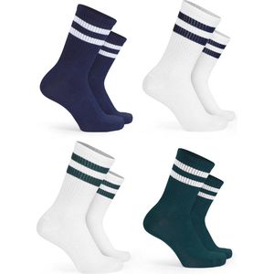 Tennissportsokken voor kinderen - 4 paar - biologisch katoen - grijs/wit/zwart