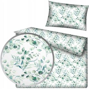 Mintgroen Wit Blad Kinderbeddengoed Set 140x200 cm
