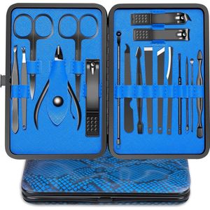 Jumada's - Manicure en Pedicure set - 18 Delige-set inclusief nagelknipper in nette lederen opberg etui