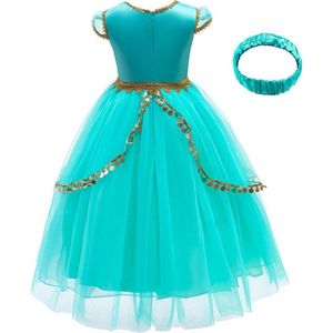 Prinsessenjurk Jasmine - Prinsessenjurk - Mint - Verkleedkleding - Maat 110/116 (4/5 jaar)