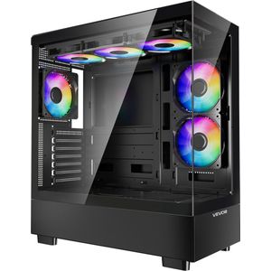 VEVOR PC Gaming Behuizing Mid-Tower ATX 6x120mm PWM ARGB Ventilator ATX/M-ATX/ITX