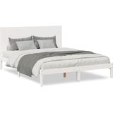 vidaXL - Bedframe - extra - lang - zonder - matras - massief - hout - wit - 160x210 - cm