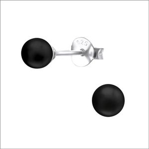 Aramat jewels ® - Zilveren kinder parel oorbellen zwart echt zilver 4mm