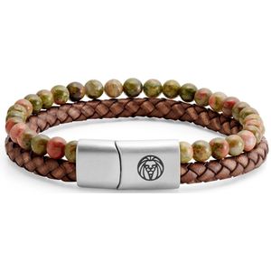 Lucleon - Heren - Edelsteen Armband - Unakiet-steen - Groen