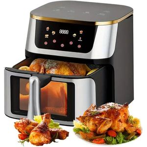 Heteluchtfriteuse – Airfryer - Airfryer Oven - 12L - 2000W - Touch Display - Airfryer Zonder Olie - Kijkvenster - RVS - Hoge Temperatuur - Zwart