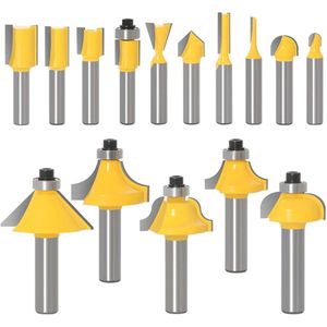 15 PC'S Tungsten Carbide Tipped Router Bit Set, 8mm Shank Router Bit Set Trimmen Straight Frees Cutter voor Hout Bits (Cutting Edge Length : Tube)