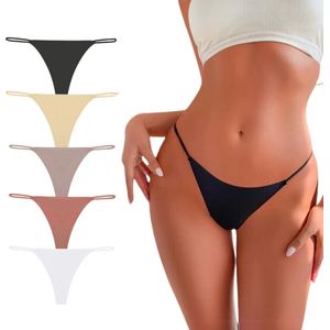 5 Pack - Dames String Naadloos - Invisible - Nude, Roze, Zwart, Taupe, en Wit - Onderbroek Zonder Naden - Seamless String - Dames Lingerie / Ondergoed Set - Maat XS