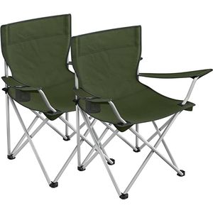 SONGMICS Campingstoelen, set van 2, klapstoelen, outdoor stoelen met armleuningen en drinkhouder, stevig frame, belastbaar tot 120 kg