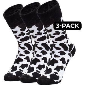 AGRIFANS® Koeienvlek Multi-Pack – 3-Pack Casual Sokken Maat S/M/L | Comfortabele & Ademende Sokken van Viscose/Katoen | Voor Dames & Heren | Perfect voor Thuis & Buitenleven