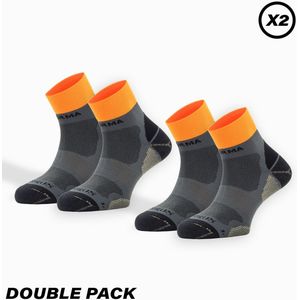 DOUBLE PACK – HAMBURGO HARDLOOPSOKKEN – ANTIBACTERIEEL – 36-38 – GRIJS/ORANJE