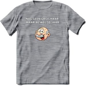 Nog geen grijs haar maar wel 50 jaar T-Shirt | Grappig Abraham 50 Jaar Verjaardag Kleding Cadeau | Dames – Heren - Donker Grijs - Gemaleerd - XXL