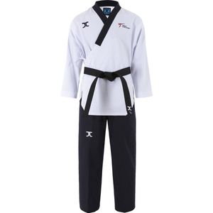 JCalicu poomsae dan taekwondopak mannen | WT | Wit / Zwart (Maat: 170)