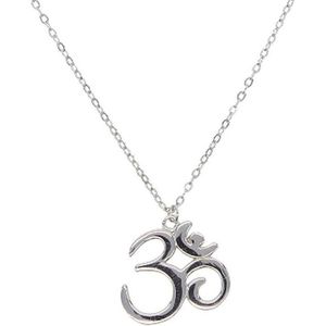 N3 Collecties 925 Sterling Zilveren 41 + 5 Cm Ketting Vrouwen 'Ohm Om' Yoga Symbool Ketting