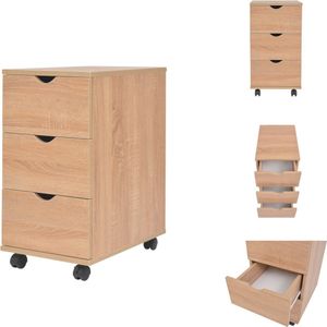 vidaXL Ladekast - Eiken - 33 x 45 x 60 cm - 3 lades - Wieltjes - Kast