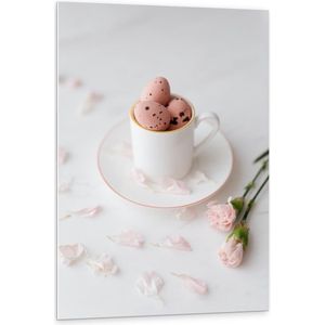 Forex - Kopje met Roze Eitjes - 80x120cm Foto op Forex