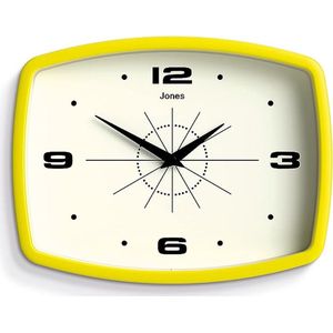 Wandklok - Vierkante Klok - Rechthoekige Klok - Keukenklok - Kantoorklok - Retro Klok - Designer Clock - Kleurrijke Kast - Arabische Cijfers (Geel)