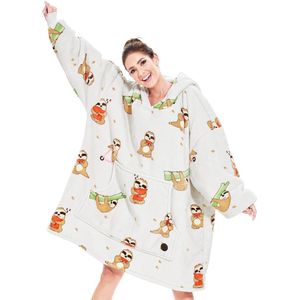 Oversized Deken Hoodie, Sherpa Fleece Hooded Deken, Ultra Zacht Warm Draagbaar Deken Sweatshirt voor Vrouwen Mannen Volwassenen, Cadeau voor Dames