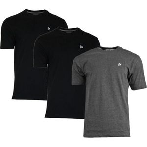 3-Pack Donnay T-Shirt (599008) - Sportshirt - Heren - Black/Charcoal marl/Black- maat XL