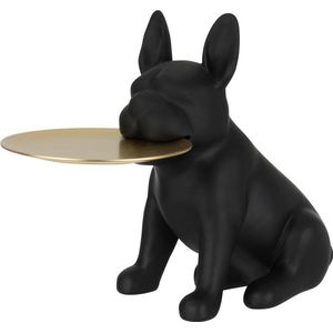 J-Line Plateau Bulldog Poly Zwart/Goud Small - Dienblad 45.00 x 20.00 cm