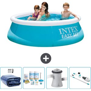 Intex Rond Opblaasbaar Easy Set Zwembad - 183 x 51 cm - Blauw - Inclusief Solarzeil - Onderhoudspakket - Zwembadfilterpomp - Stofzuiger