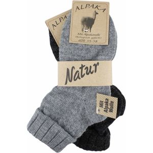 Alpaca sokken - 2 paar - Warme wintersokken - Thermosokken - Unisex - Grijs - Maat 35-38