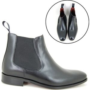 Stravers - Enkellaarsjes Heren Maat 50 Zwart Grote Maten Nette Chelsea Boots