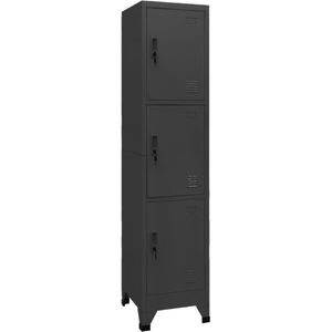 The Living Store Lockerkast - Moderne opbergkast - 38 x 45 x 180 cm - Staal - Antraciet