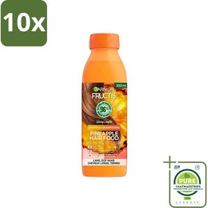 10 x Garnier - Fructis Hair Food Pineapple - Shampoo - Lang & Dof Haar - 350 ml - Grootverpakking - Haarverzorging - Shampoo - Lang Haar - Dof Haar - Ananas