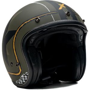 Motor Jet Jethelm ELEMENT MILITAIR Groene mat XS van MOTOBLOUZ