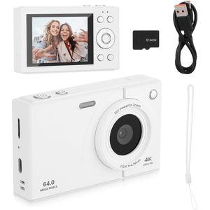 4K Kindercamera - 64MP Foto's & 1080P Video - 16x Zoom - Met Geheugenkaart - Educatief Speelgoed