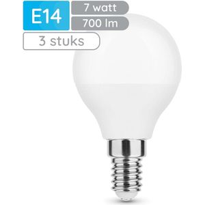 Modee E14 LED Lamp 7W - 700lm - 6000K - Daglicht Wit - LED Globe Mini P45 - Vervangt 54W Halogeen Gloeilamp - 3 stuks