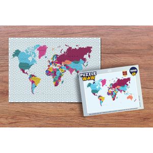 Puzzel Wereldkaart - Trendy - Kleurrijk - Legpuzzel - Puzzel 1000 stukjes volwassenen