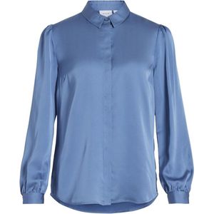 Vila Blouse Viellette Satin L/s Shirt - Noos 14063320 Coronet Blue Dames Maat - W42