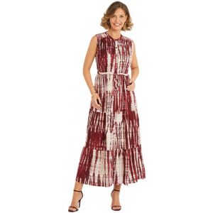 Lange mouwloze jurk met ruches