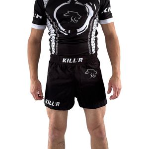 Fight Shorts - MMA / kickboks kleding - Vechtsport broek - Zwart Wit