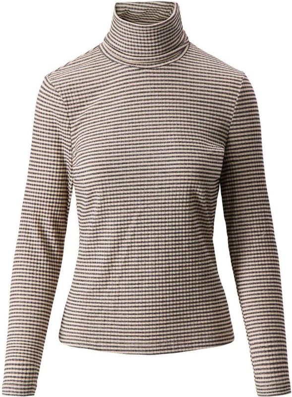 Zusss - Top met Tricot Col en Streep - Zwart - Dames