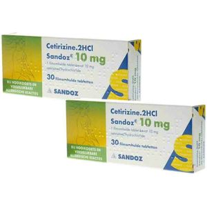 Sandoz Allergietabletten Cetirizine 1HCI 10 mg - 2 x 30 tabletten