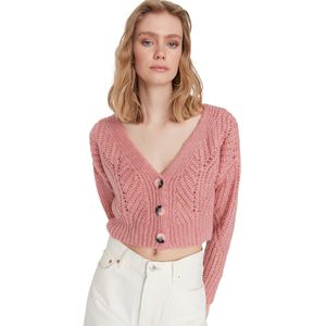 Trendyol Mintkleurig Cropped Gebreid Vest Met Knopen Twoaw21Hi0017