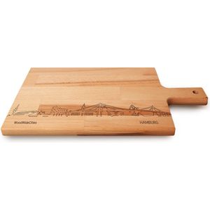 Skyline Serveerplank Hamburg - Hapjesplank - Serveerplank - Tapas - Hapjes - Serveren - WoodWideCities