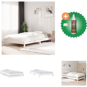 vidaXL Bed stapelbaar 100x200 cm massief grenenhout wit - Bed - Inclusief Houtreiniger en verfrisser